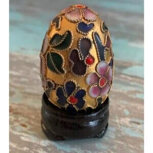 Vintage Minature Decorative Goldtone Egg Floral with Stand 1.5" 1:12 Scale